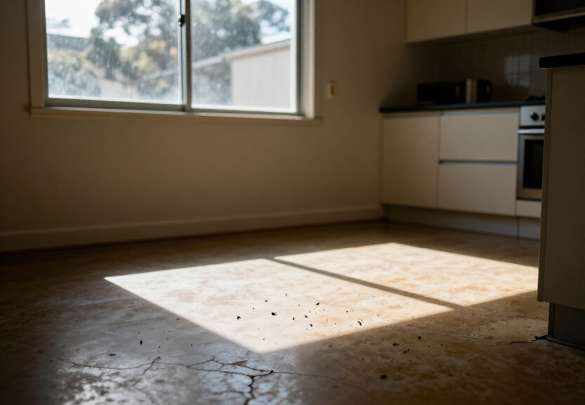 Rodent droppings in a Bronte garage before treatment